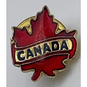 Canada Red Maple Leaf Pin Tack Red Gold Vintage